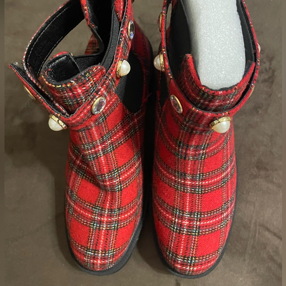 Red plaid boots